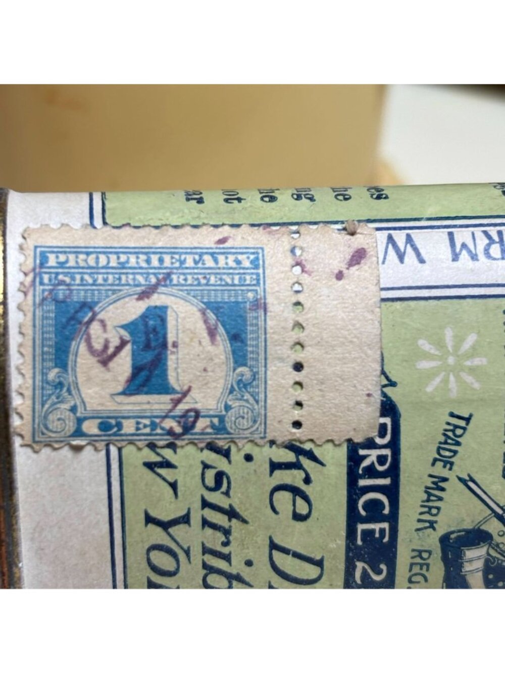Antique Dike's Foot Powder Tin w Revenue Stamp c1914 Apothecary Advertising Gene - Picture 7 of 7